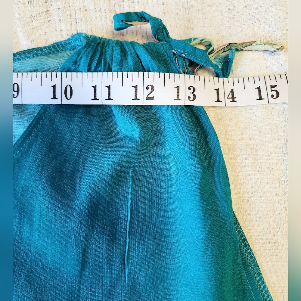 Teal Peacock Print Tunic Midi Dress🦚95% Cotton - Picture 4 of 8